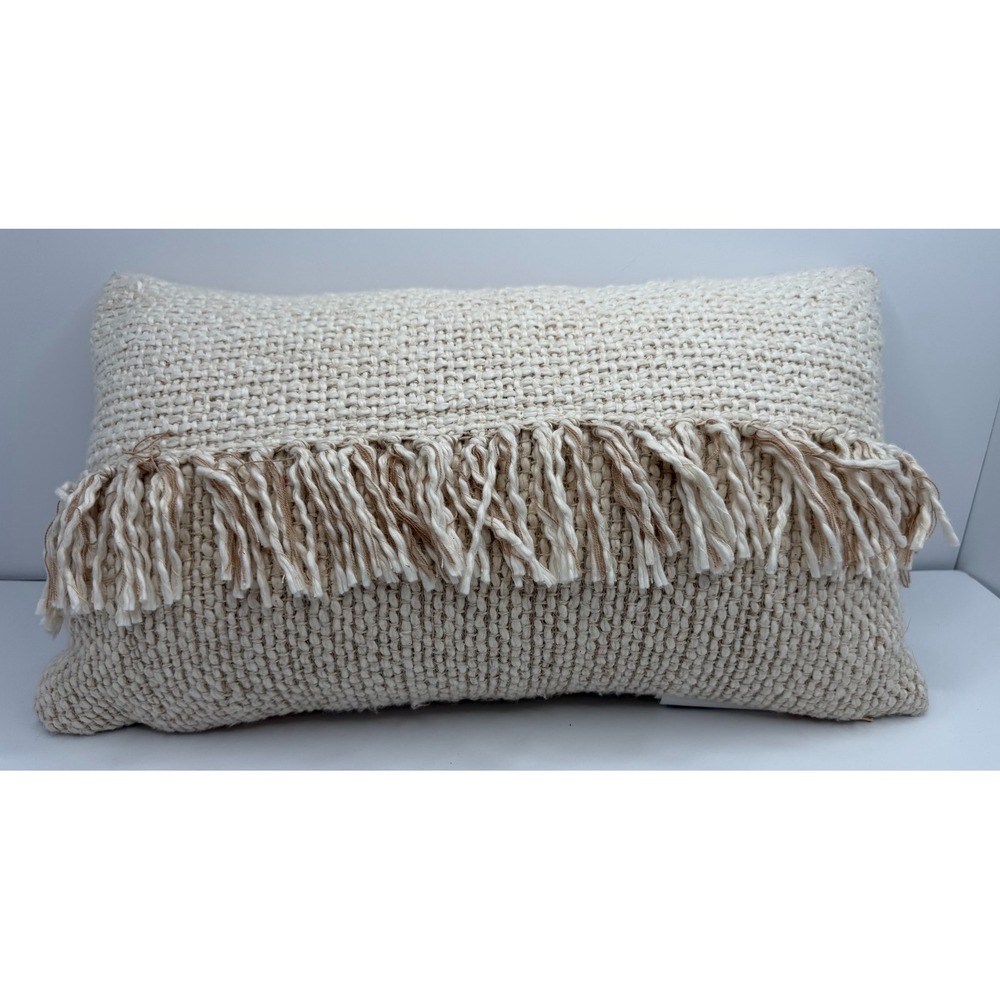 Ashley‎ Medea by Signature Design Tan/Ivory Decorative Pillow 12 x 20 Tassels